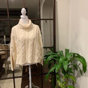 Very cute cable knit, cowl neck, boxy cropped sweater from Lizard Thicket